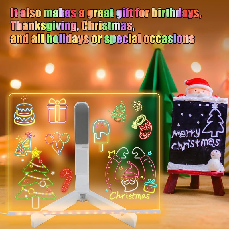 AUJ Led Note Board with Colors, Light Up Acrylic Message Board, Glowing Acrylic Dry Erase Board with Light, Led Boards to Write On, Led Writing Board Led Drawing Board (Medium 7.9 * 7.9 inches) - Image 5